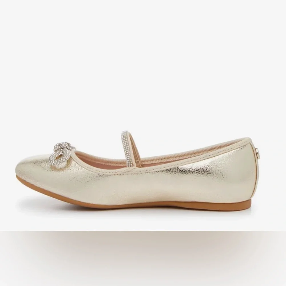 Nina Gold Kids Dress Shoes with Bow NWT